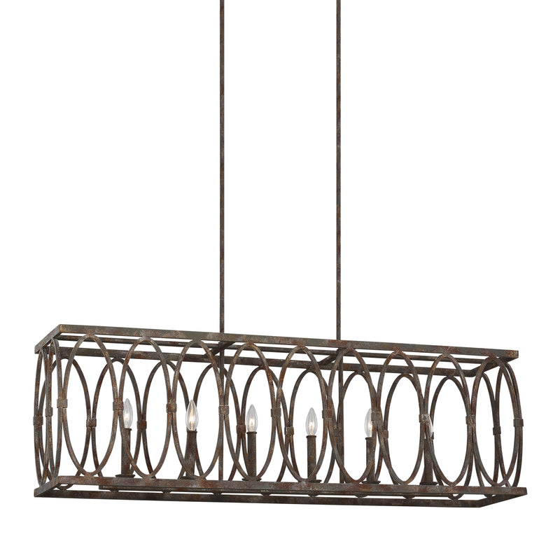 Visual Comfort Studio F3224/6DA Patrice Six Light Linear Chandelier, Deep Abyss Alternate Image.jpg