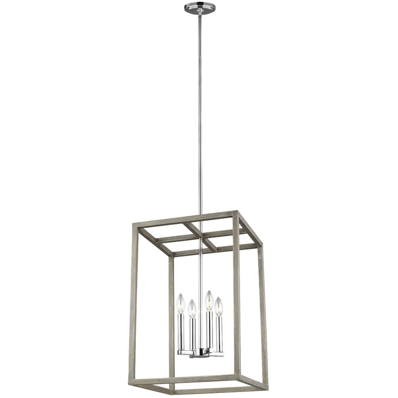 Generation Lighting 5134504-872 Moffet Street Four Light Hall / Foyer Pendant, Washed Pine Main Image.jpg