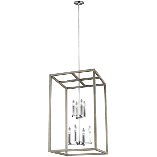 Generation Lighting 5134508-872 Moffet Street Eight Light Hall / Foyer Pendant, Washed Pine Main Image.jpg