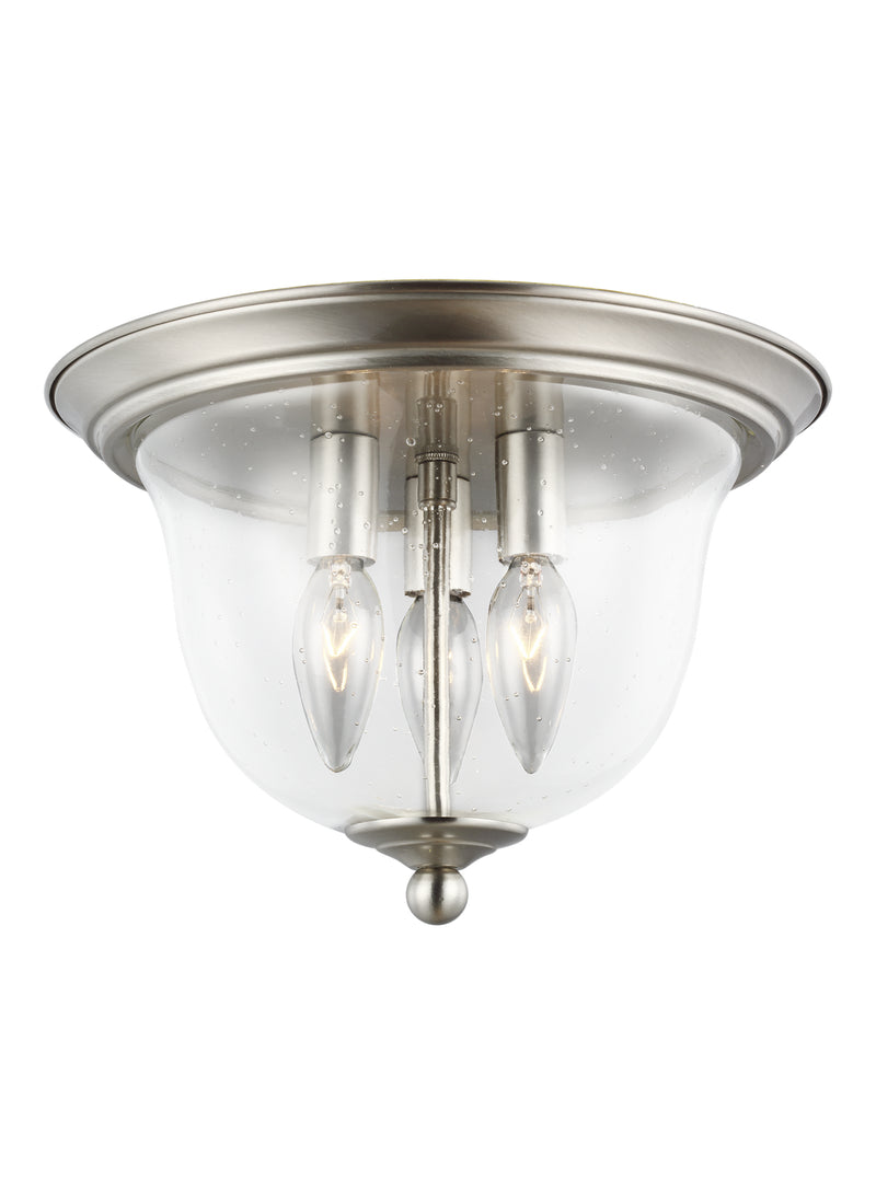 Generation Lighting 7514503-962 Belton Three Light Flush Mount, Brushed Nickel Main Image.jpg
