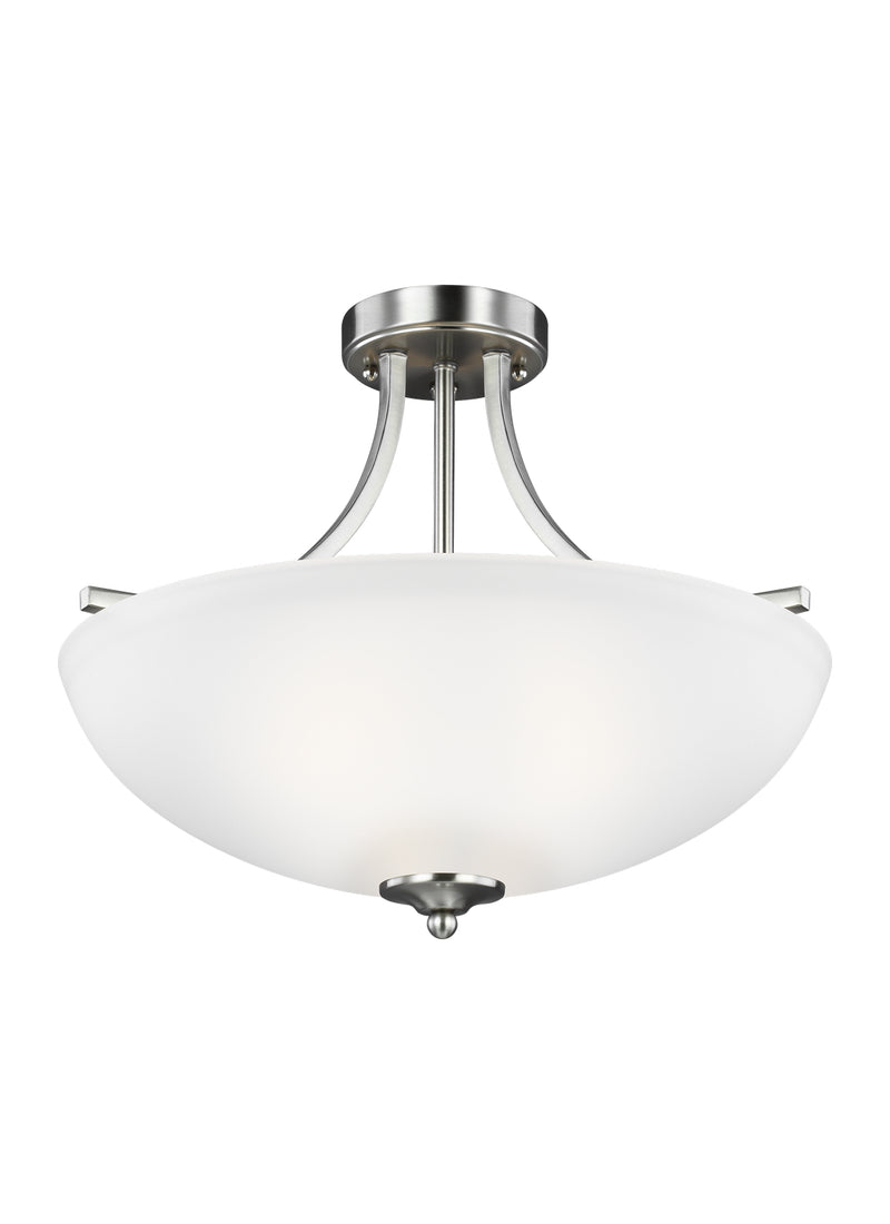 Generation Lighting 7716503EN3-962 Geary Three Light Semi-Flush Convertible Pendant, Brushed Nickel Main Image.jpg