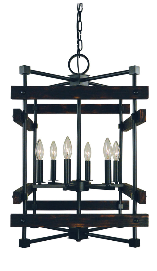 Framburg 5276 MBLACK Rustic Chic Six Light Chandelier, Matte Black Main Image.jpg