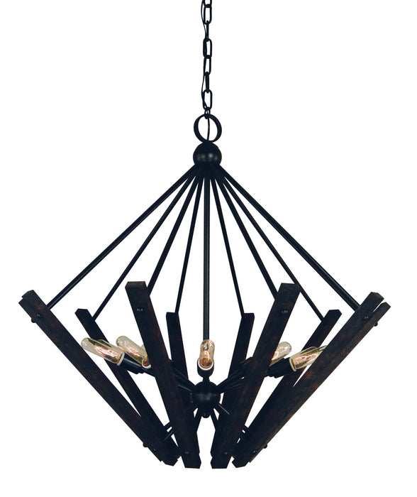 Framburg 5280 MBLACK Rustic Chic Ten Light Foyer Chandelier, Matte Black Main Image.jpg