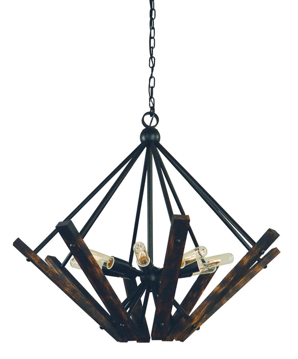 Framburg 5288 MBLACK Rustic Chic Eight Light Chandelier, Matte Black Main Image.jpg