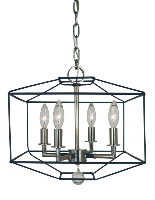 Framburg 5304 PN/MBLACK Isabella Four Light Dual Mount Chandelier, Polished Nickel with Matte Black Accents Main Image.jpg