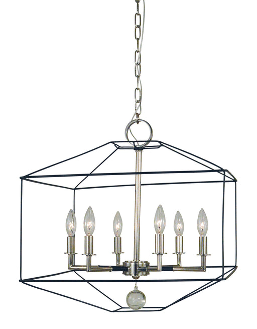 Framburg 5306 PN/MBLACK Isabella Six Light Chandelier, Polished Nickel with Matte Black Accents Main Image.jpg