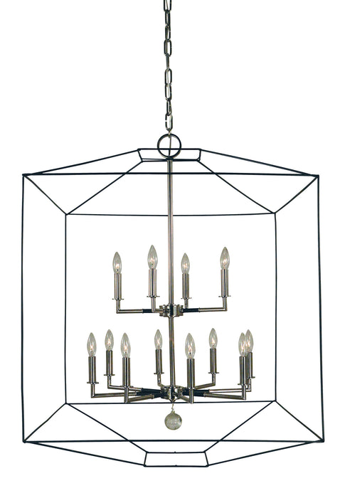 Framburg 5308 PN/MBLACK Isabella 12 Light Chandelier, Polished Nickel with Matte Black Accents Main Image.jpg