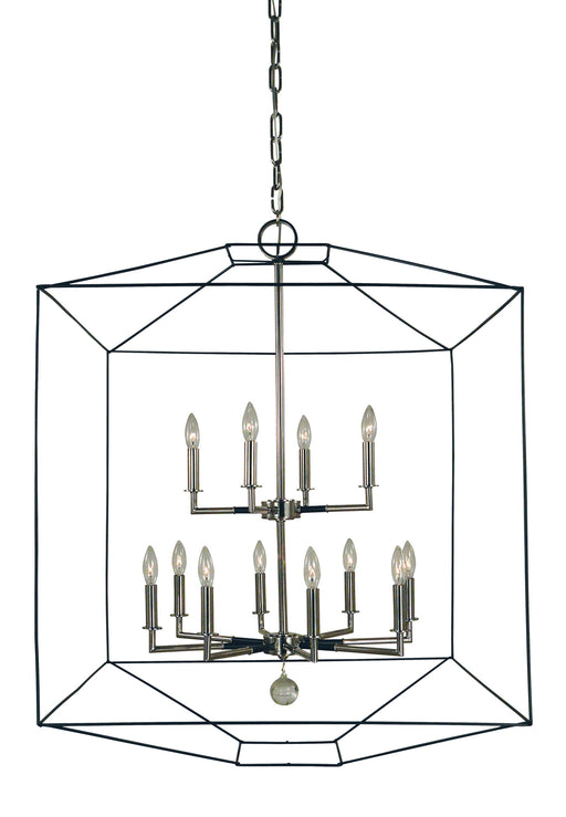 Framburg 5308 PN/MBLACK Isabella 12 Light Chandelier, Polished Nickel with Matte Black Accents Main Image.jpg