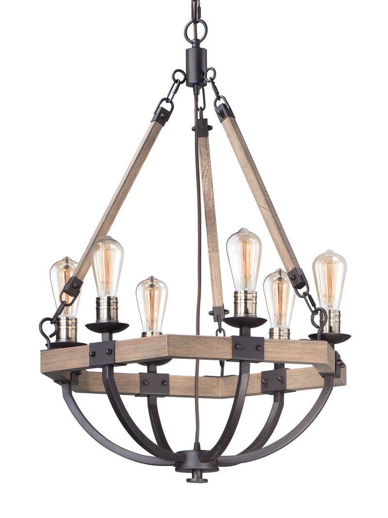 Maxim 20335WOBZ Lodge Six Light Chandelier, Weathered Oak / Bronze Main Image.jpg