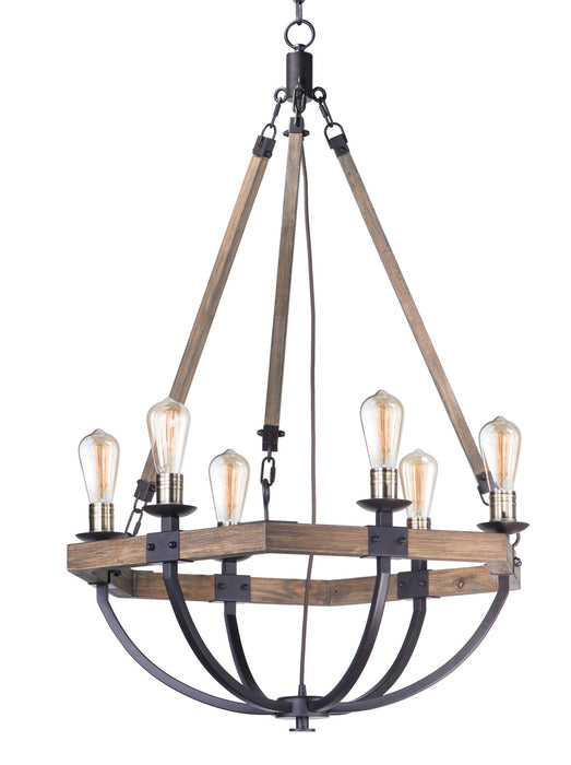 Maxim 20337WOBZ Lodge Six Light Chandelier, Weathered Oak / Bronze Main Image.jpg
