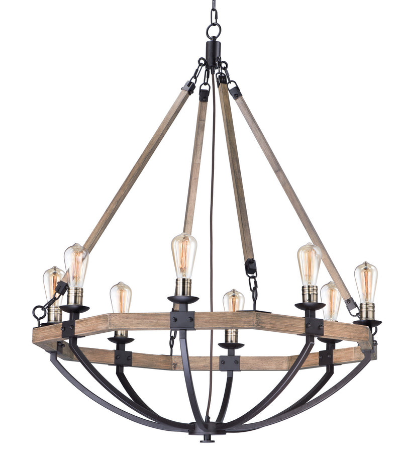 Maxim 20338WOBZ Lodge Eight Light Chandelier, Weathered Oak / Bronze Main Image.jpg