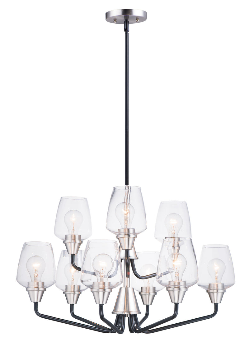 Maxim 26127CLBKSN Goblet Nine Light Chandelier, Black / Satin Nickel Main Image.jpg