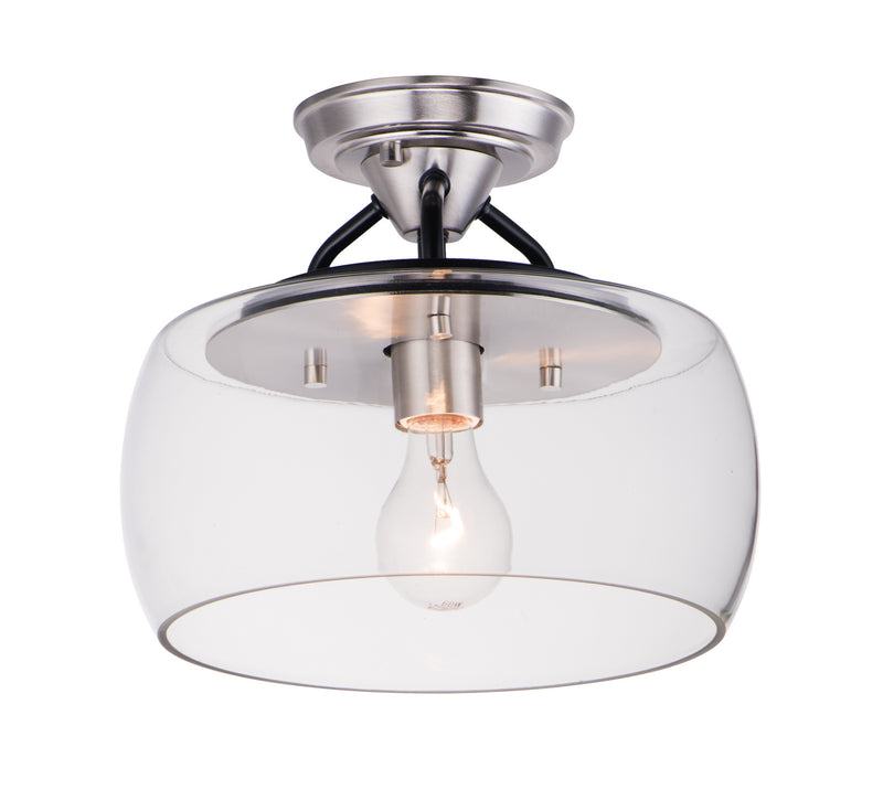Maxim 26129CLBKSN Goblet One Light Semi-Flush Mount, Black / Satin Nickel Main Image.jpg