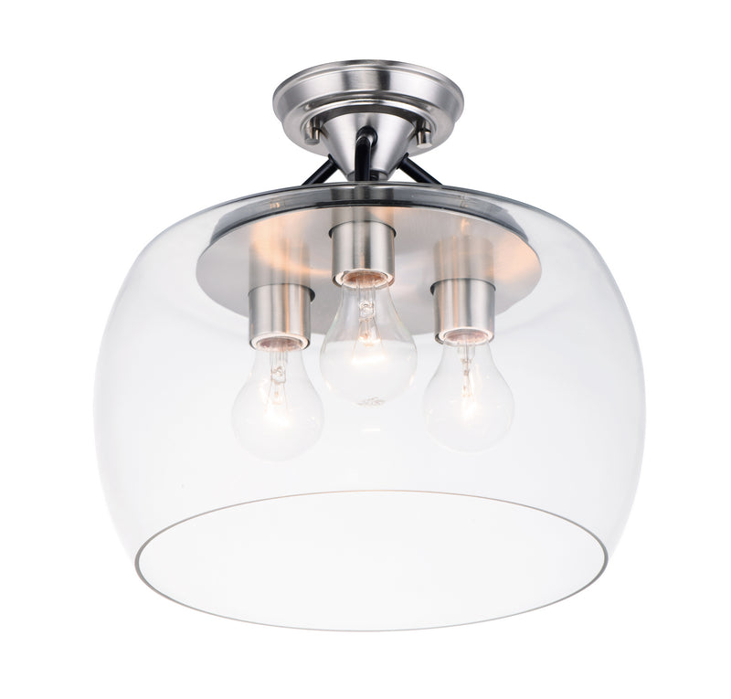 Maxim 26130CLBKSN Goblet Three Light Semi-Flush Mount, Black / Satin Nickel Main Image.jpg