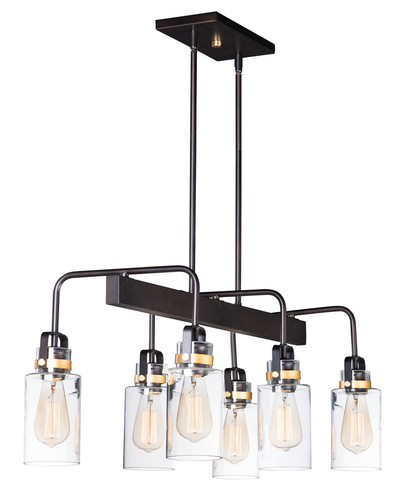 Maxim 30177CLBZGLD Magnolia Six Light Linear Pendant, Bronze / Gold Main Image.jpg