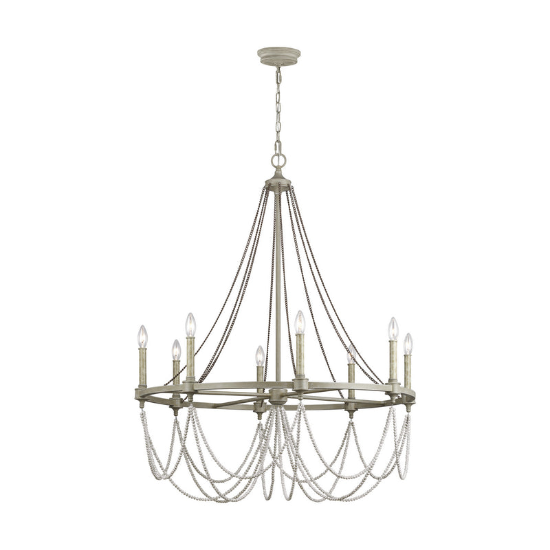 Visual Comfort Studio F3332/8FWO/DWW Beverly Eight Light Chandelier, French Washed Oak / Distressed White Wood Main Image.jpg