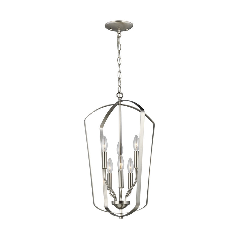 Generation Lighting 5134906-962 Romee Six Light Hall / Foyer Pendant, Brushed Nickel Main Image.jpg