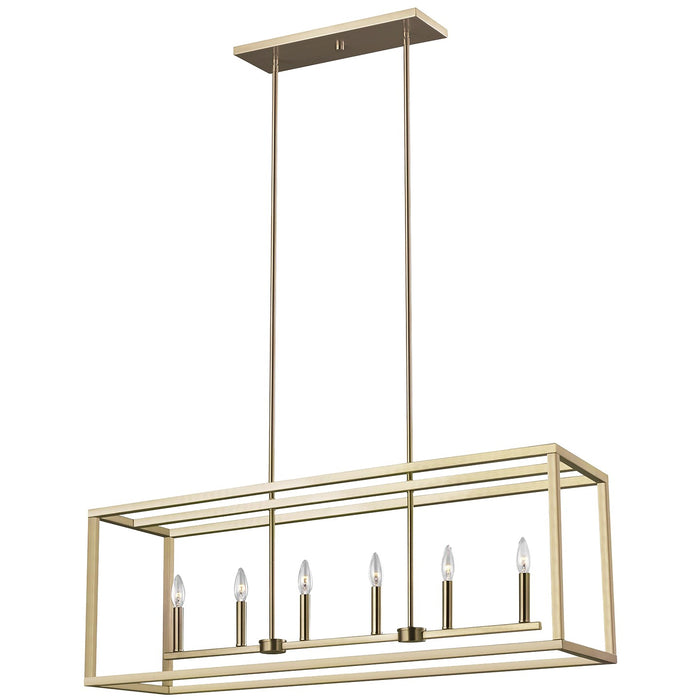 Generation Lighting 6634506-848 Moffet Street Six Light Island Pendant, Satin Brass Main Image.jpg