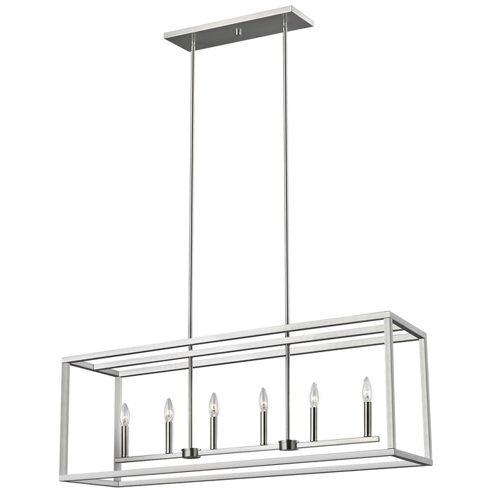 Generation Lighting 6634506-962 Moffet Street Six Light Island Pendant, Brushed Nickel Main Image.jpg