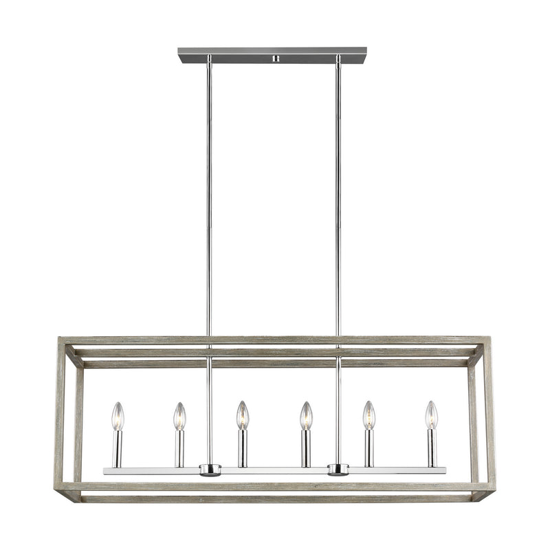 Generation Lighting 6634506EN-872 Moffet Street Six Light Island Pendant, Washed Pine Alternate Image.jpg