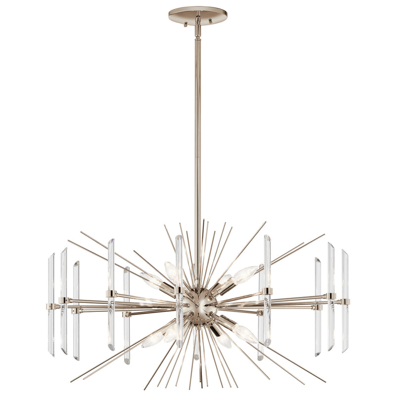 Kichler 44276PN Eight Light Chandelier, Polished Nickel