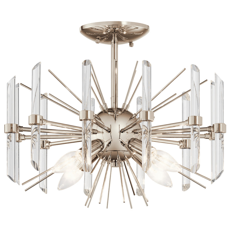 Kichler 44277PN Four Light Semi Flush Mount, Polished Nickel