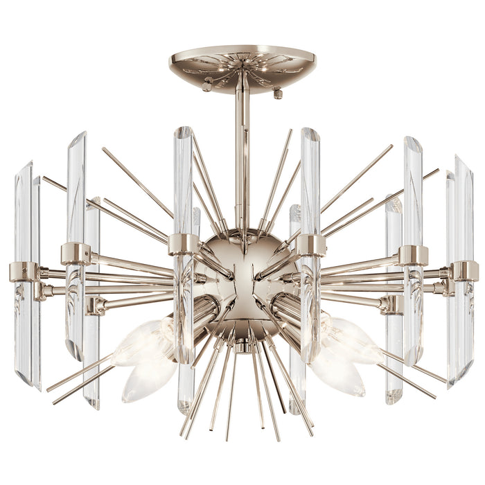 Kichler 44277PN Eris Four Light Semi Flush Mount, Polished Nickel Main Image.jpg