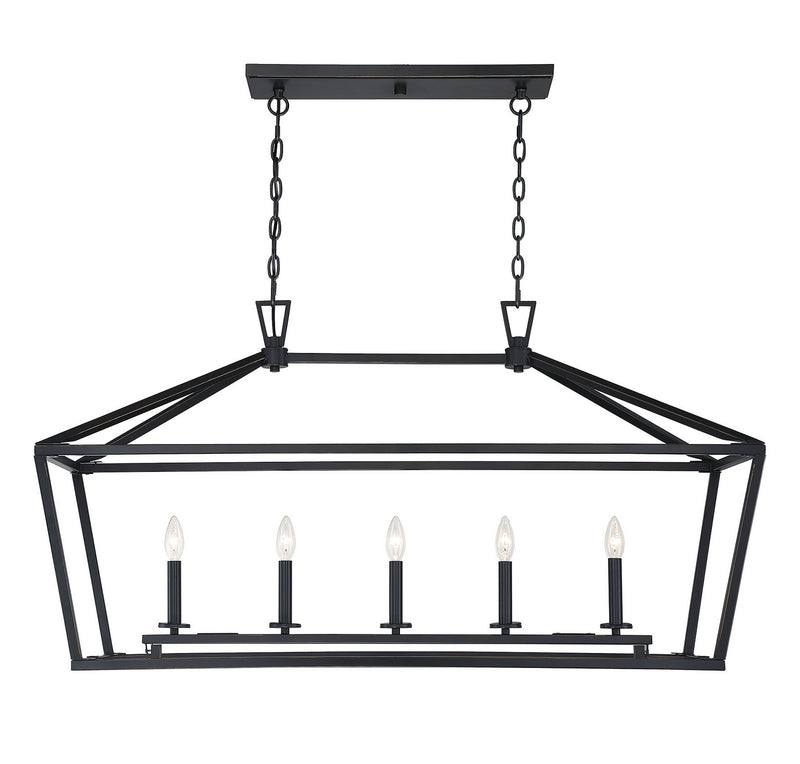 Savoy House 1-324-5-44 Five Light Linear Chandelier, Classic Bronze
