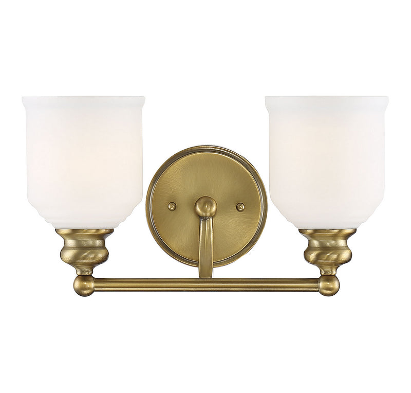 Savoy House 8-6836-2-322 Two Light Bath Bar, Warm Brass
