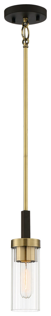 Minka-Lavery 3040-560 Ainsley Court One Light Mini Pendant, Aged Kinston Bronze w/Brushed Brass Main Image.jpg