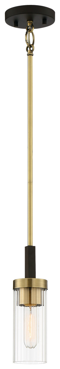 Minka-Lavery 3040-560 Ainsley Court One Light Mini Pendant, Aged Kinston Bronze w/Brushed Brass Main Image.jpg