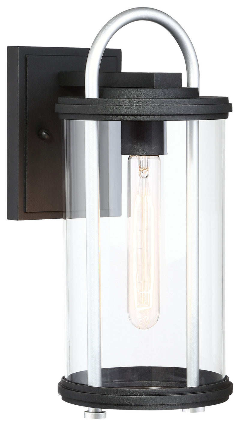 Minka-Lavery 72672-32 Keyser One Light Outdoor Wall Mount, Coal W/Silver Accent Main Image.jpg