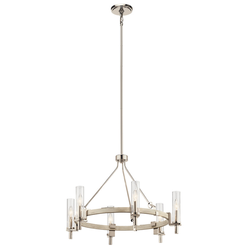 Kichler 44284WWW Six Light Chandelier, White Washed Wood