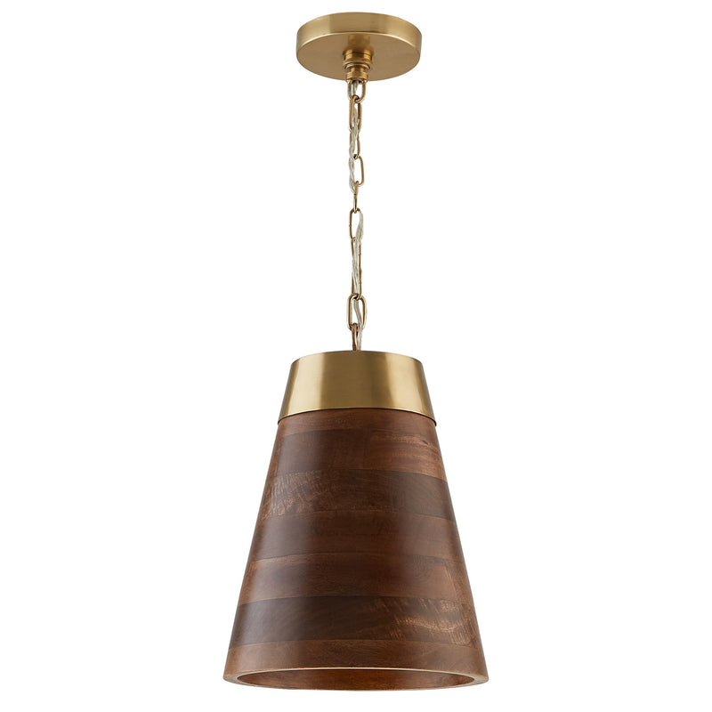 Capital Lighting 330314WR Dodd One Light Pendant, Dark Wood and True Brass Main Image.jpg