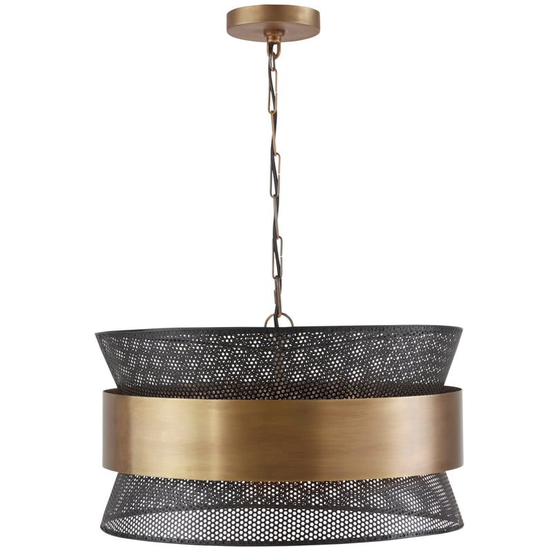 Capital Lighting 330447PK Loren Four Light Pendant, Patinaed Brass and Black Main Image.jpg
