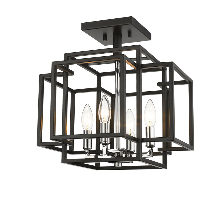 Z-Lite 454SF-BK-CH Titania Four Light Semi Flush Mount, Black / Chrome Main Image.jpg