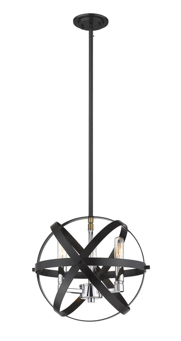 Z-Lite 463-12HBK-CH Cavallo Three Light Pendant, Hammered Black / Chrome Main Image.jpg