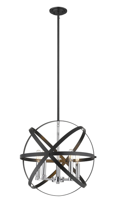 Z-Lite 463-18HBK-CH Cavallo Five Light Pendant, Hammered Black / Chrome Main Image.jpg