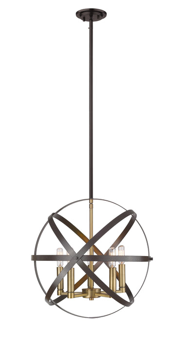 Z-Lite 463-18HBRZ-OBR Cavallo Five Light Pendant, Hammered Bronze / Olde Brass Main Image.jpg