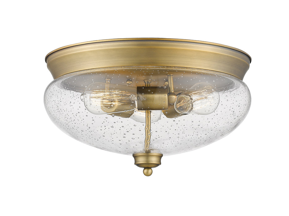 Z-Lite 722F3-HBR Amon Three Light Flush Mount, Heritage Brass Main Image.jpg