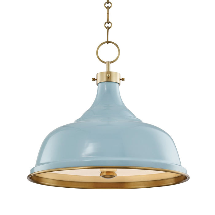 Hudson Valley MDS300-AGB/BB Painted No.1 Three Light Pendant, Aged Brass/Blue Bird Main Image.jpg