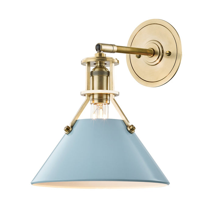 Hudson Valley MDS350-AGB/BB Painted No.2 One Light Wall Sconce, Aged Brass/Blue Bird Main Image.jpg