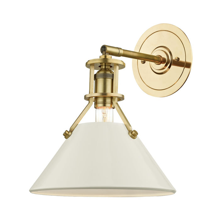 Hudson Valley MDS350-AGB/OW Painted No.2 One Light Wall Sconce, Aged Brass/Off White Main Image.jpg