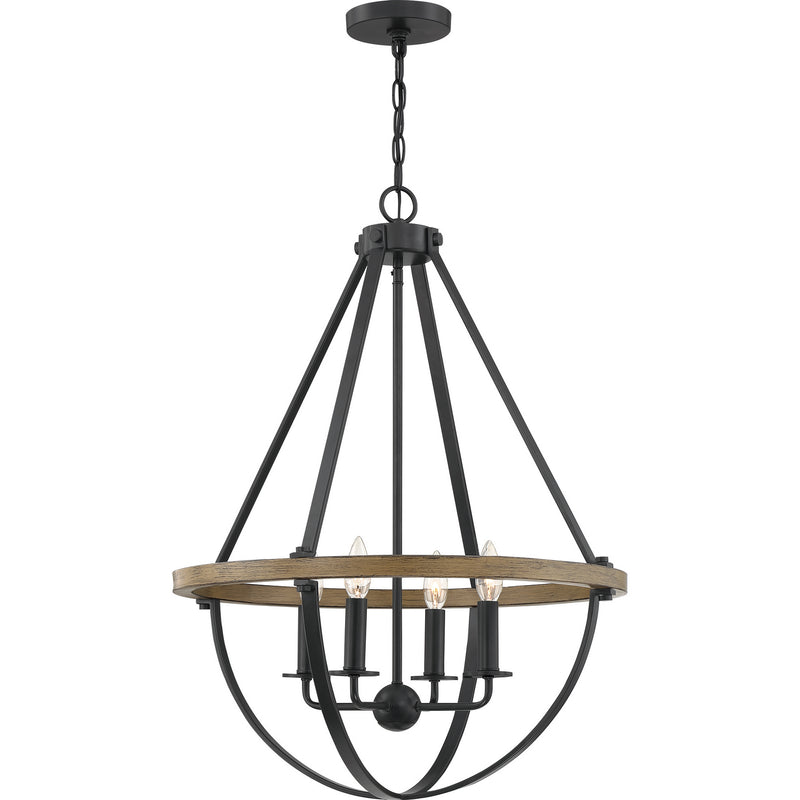 Quoizel BRL2823EK Bartlett Four Light Pendant, Earth Black Main Image.jpg