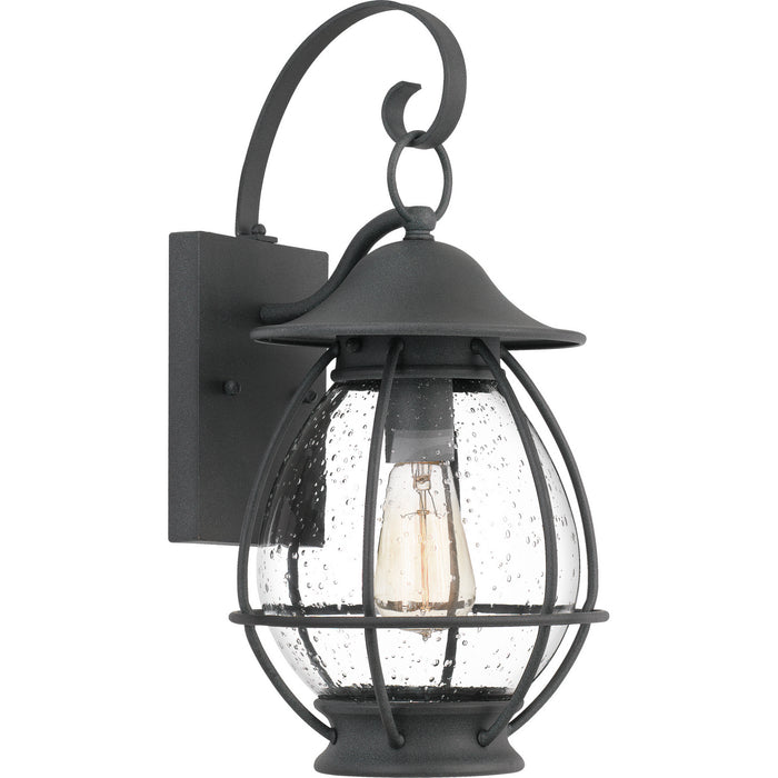 Quoizel BST8409MB Boston One Light Outdoor Wall Lantern, Mottled Black Main Image.jpg