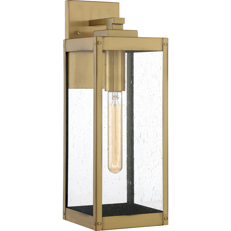 Quoizel WVR8406A Westover One Light Outdoor Wall Lantern, Antique Brass Main Image.jpg
