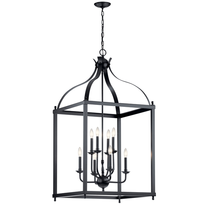 Kichler 42591BK Eight Light Foyer Chandelier, Black