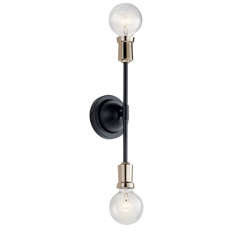 Kichler 43195BK Two Light Wall Sconce, Black