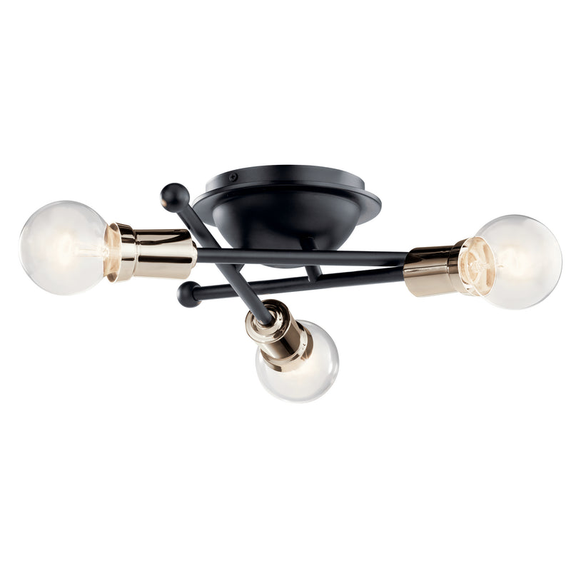 Kichler 43196BK Three Light Flush Mount, Black