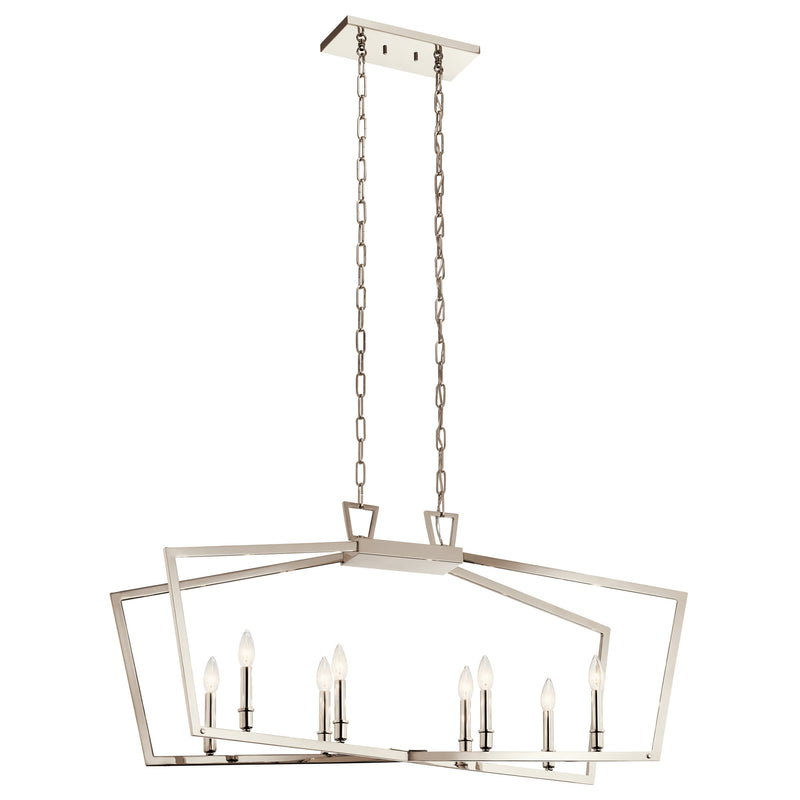 Kichler 43494PN Eight Light Linear Chandelier, Polished Nickel